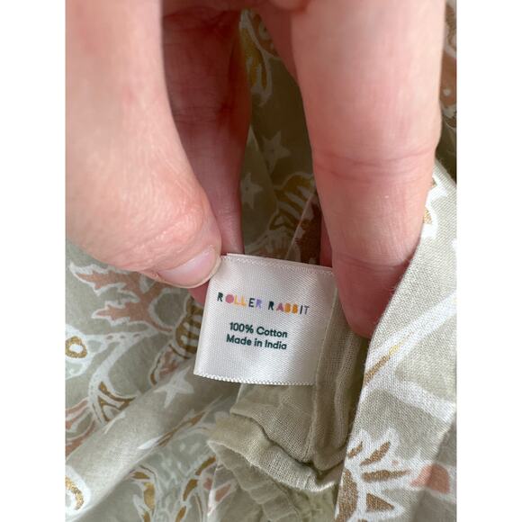 Roberta Roller Rabbit Dress Girls 10 Gray Floral Pink Gold Boho Bohemian Cotton - Picture 4 of 6